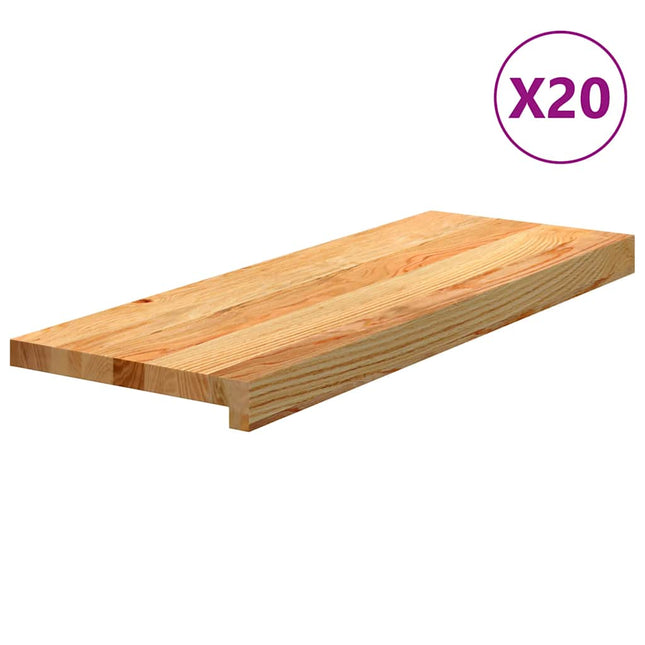 trappemåtter 20 stk lysebrun 70x25x2 cm massivt egetræ