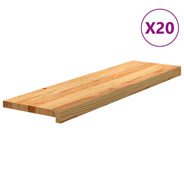 trappemåtter 20 stk lysebrun 90x25x2 cm massivt egetræ