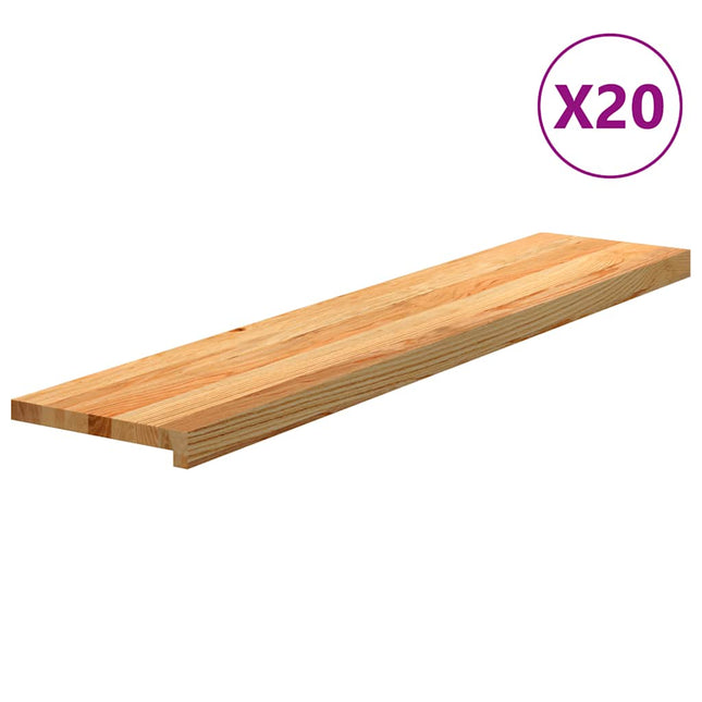 trappemåtter 20 stk lysebrun 120x25x2 cm massivt egetræ