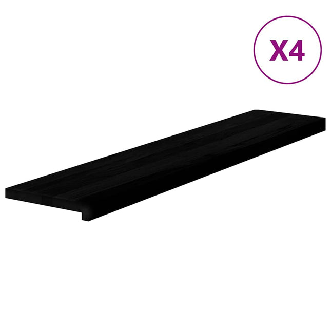trappemåtter 4 stk. brunsort 120x30x2 cm massivt egetræ
