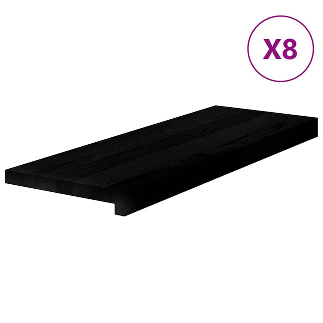 trappemåtter 8 stk. brunsort 70x25x2 cm massivt egetræ