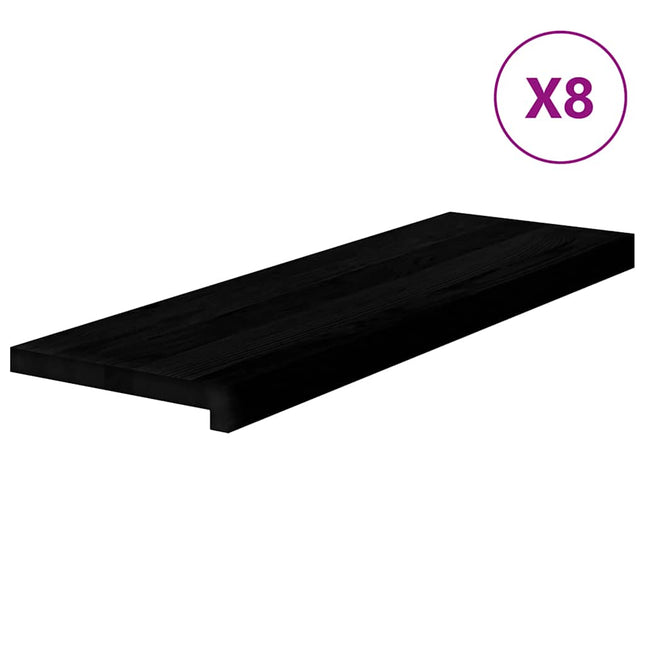trappemåtter 8 stk. brunsort 80x25x2 cm massivt egetræ