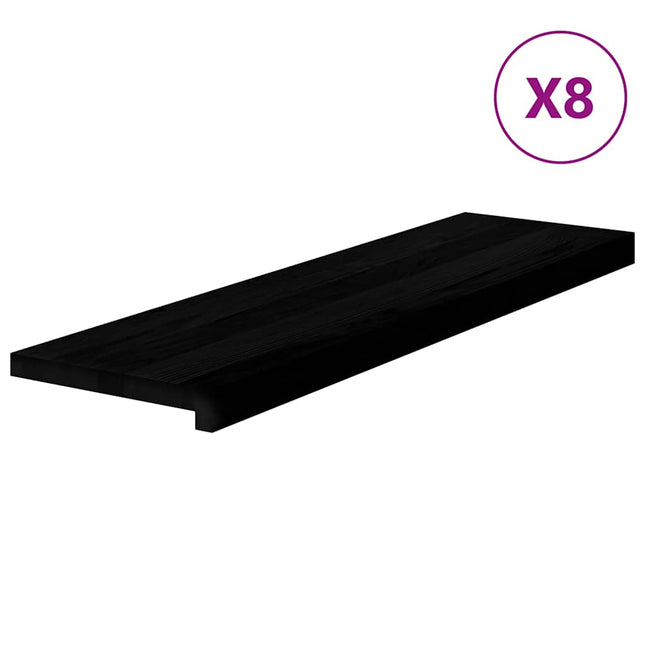 trappemåtter 8 stk. brunsort 90x25x2 cm massivt egetræ