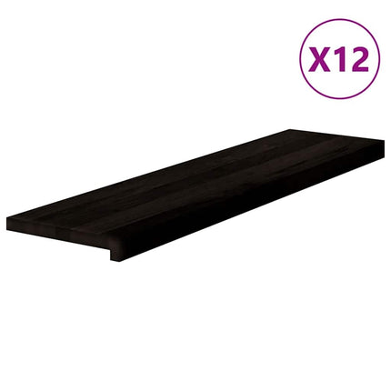 trappemåtter 12 stk. mørkebrun 100x25x2 cm massivt egetræ