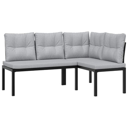 sofasæt til haven 5 dele med hynder pulverlakeret stål sort