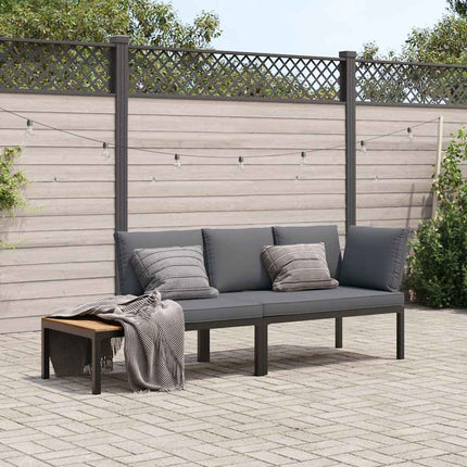 sofasæt til haven 2 dele med hynder aluminium sort