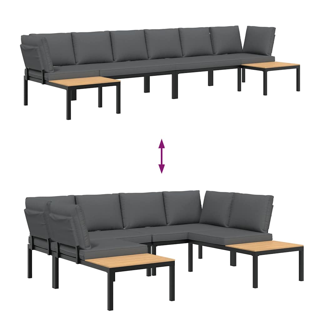 sofasæt til haven 4 dele med hynder aluminium sort