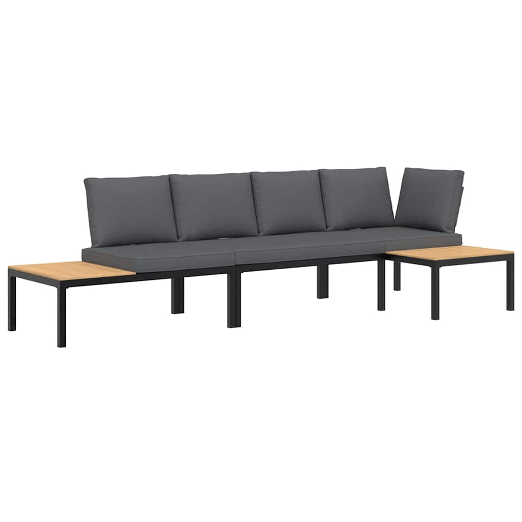 sofasæt til haven 3 dele med hynder aluminium sort