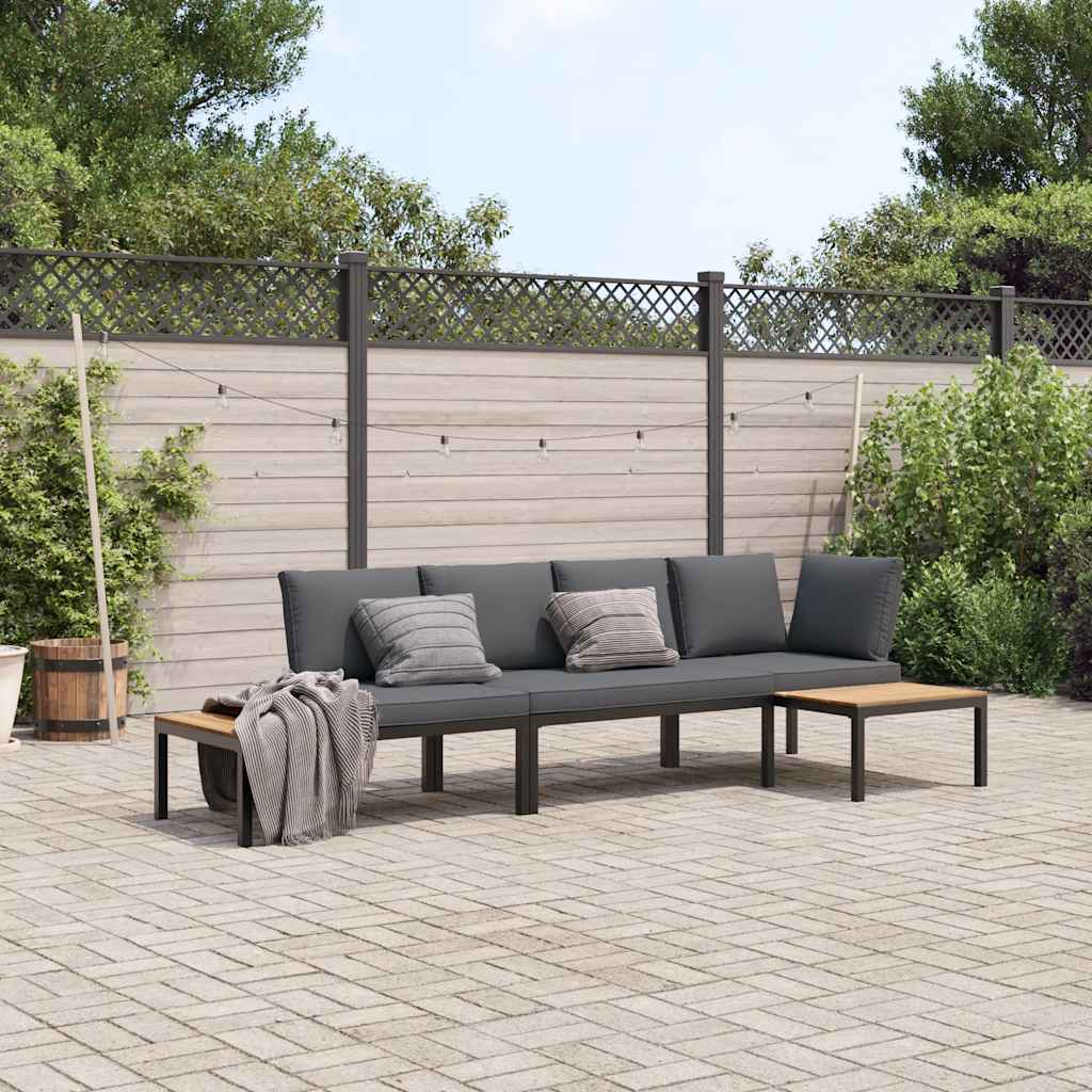 sofasæt til haven 3 dele med hynder aluminium sort
