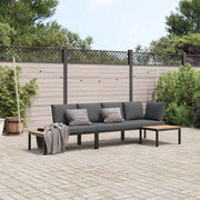 sofasæt til haven 3 dele med hynder aluminium sort