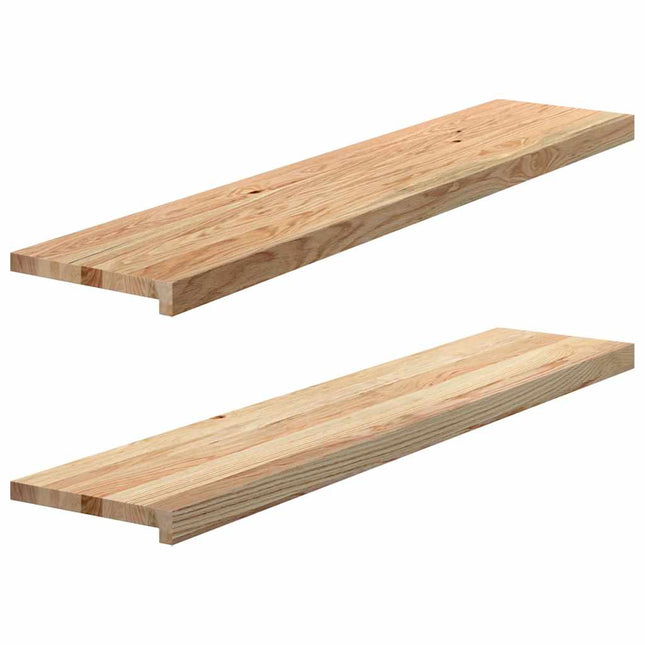 trappemåtter 2 stk ubehandlet 120x25x2 cm massivt egetræ