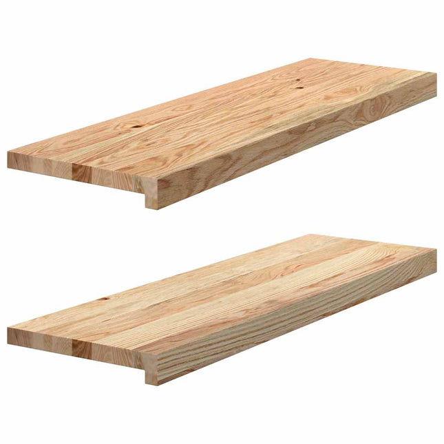 trappemåtter 2 stk ubehandlet 80x30x2 cm massivt egetræ