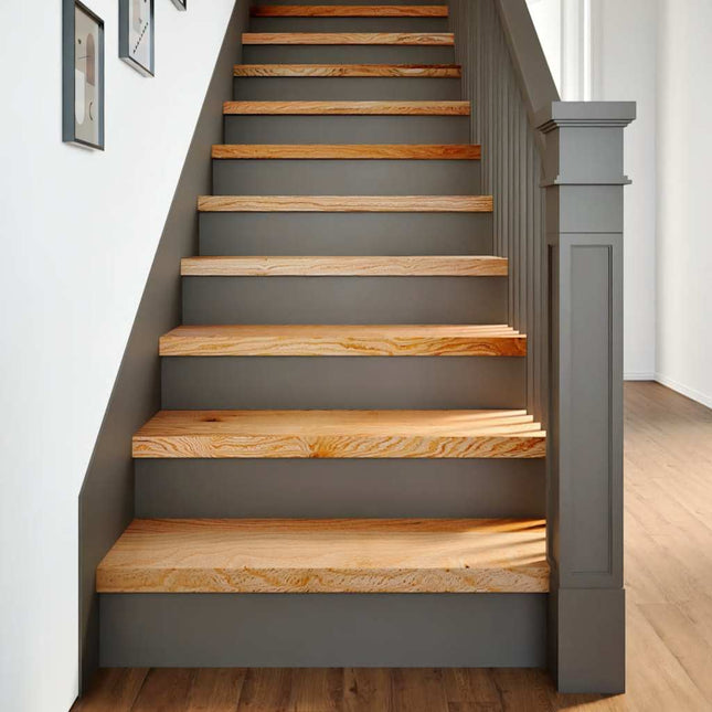 trappemåtter 2 stk lysebrun 80x25x2 cm massivt egetræ