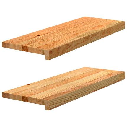trappemåtter 2 stk lysebrun 70x30x2 cm massivt egetræ