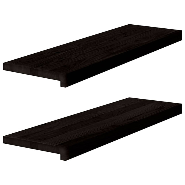 trappemåtter 2 stk. brunsort 80x30x2 cm massivt egetræ