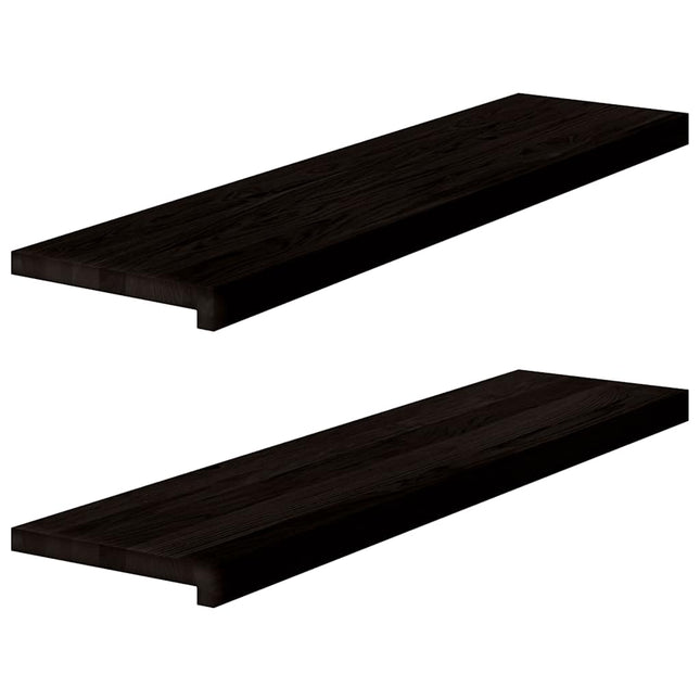 trappemåtter 2 stk. brunsort 100x30x2 cm massivt egetræ