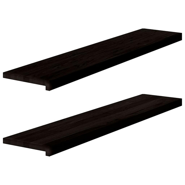 trappemåtter 2 stk. brunsort 120x30x2 cm massivt egetræ