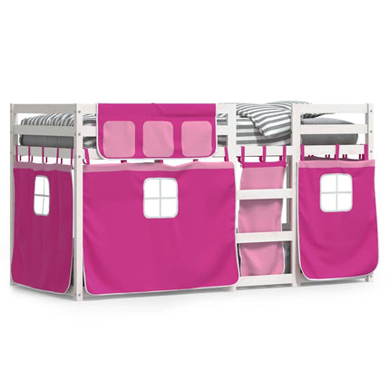 køjeseng med gardiner 80x200 cm massivt fyrretræ pink
