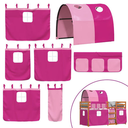 køjeseng med gardiner 90x190 cm massivt fyrretræ pink