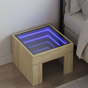 sengebord med Infinity LED-lys 40x40x30 cm sonoma-eg