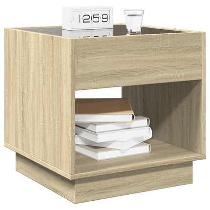 sengebord med Infinity LED-lys 50x50x50 cm sonoma-eg