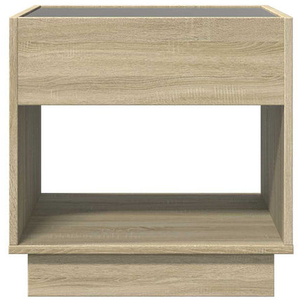 sengebord med Infinity LED-lys 50x50x50 cm sonoma-eg