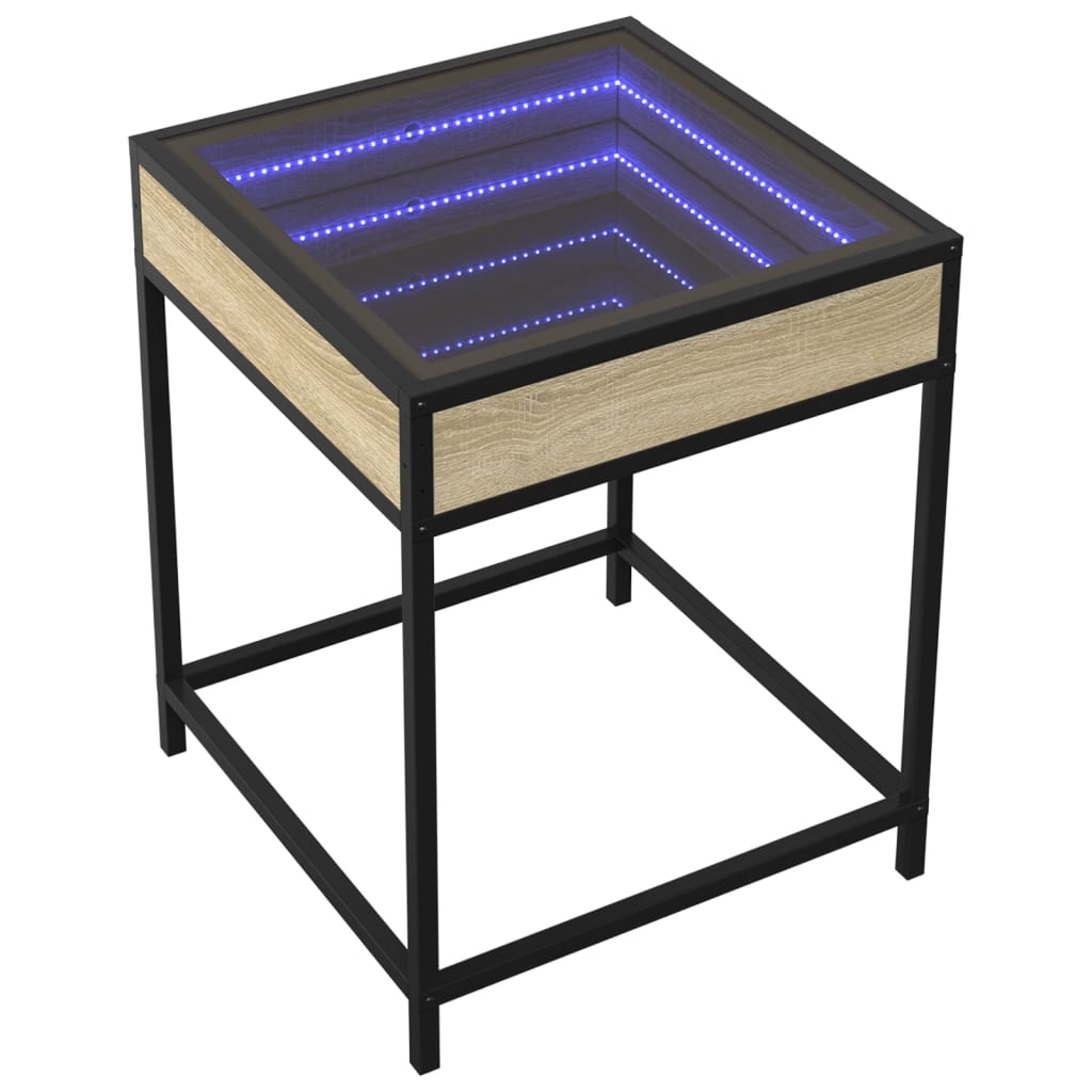sengebord med Infinity LED-lys 40x40x51 cm sonoma-eg