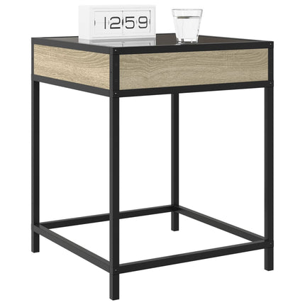 sengebord med Infinity LED-lys 40x40x51 cm sonoma-eg