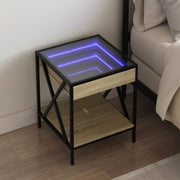 sengebord med Infinity LED-lys 40x40x49 cm sonoma-eg