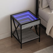sofabord med Infinity LED-lys 40x40x49 cm grå sonoma-eg