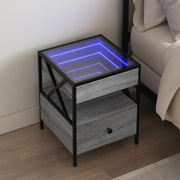 sofabord med Infinity LED-lys 40x40x51 cm grå sonoma-eg