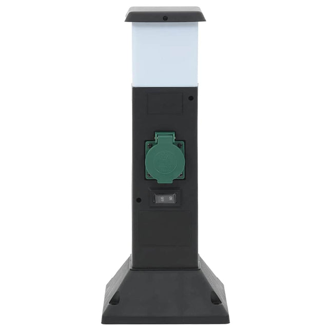 udendørs søjle med stikkontakter og lampe + spyd 16x16x39,5 cm