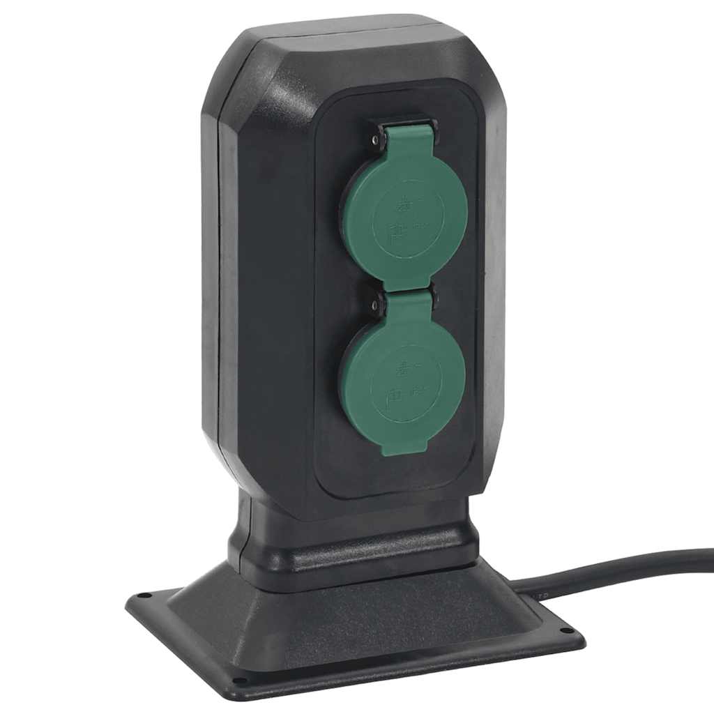 udendørs strømforsyning 15,5x11x24 cm med spyd sort og grøn
