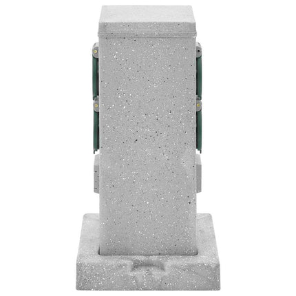 udendørs strømforsyning 4-vejs m.spyd stenlook grå 16x16x29,5cm
