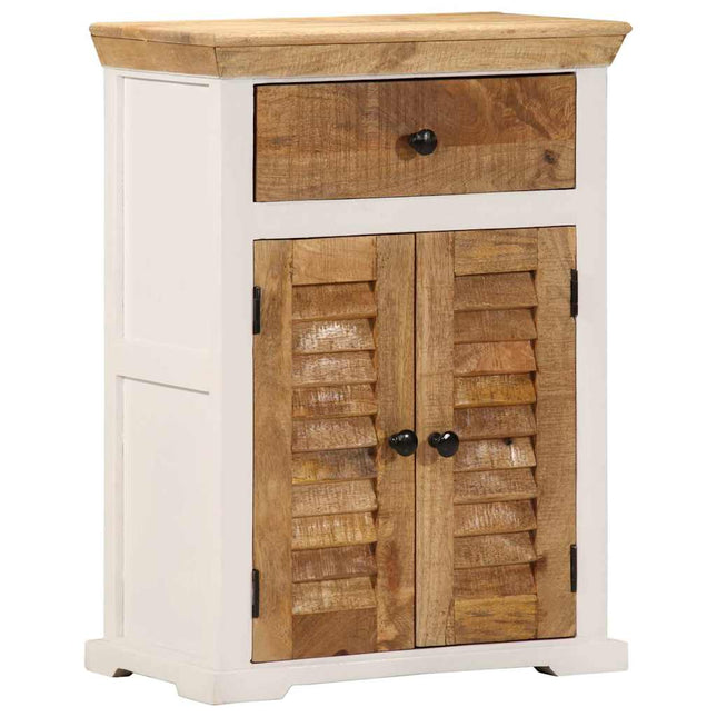 skænk 55x30x73 cm massivt ru mangotræ hvid og brun