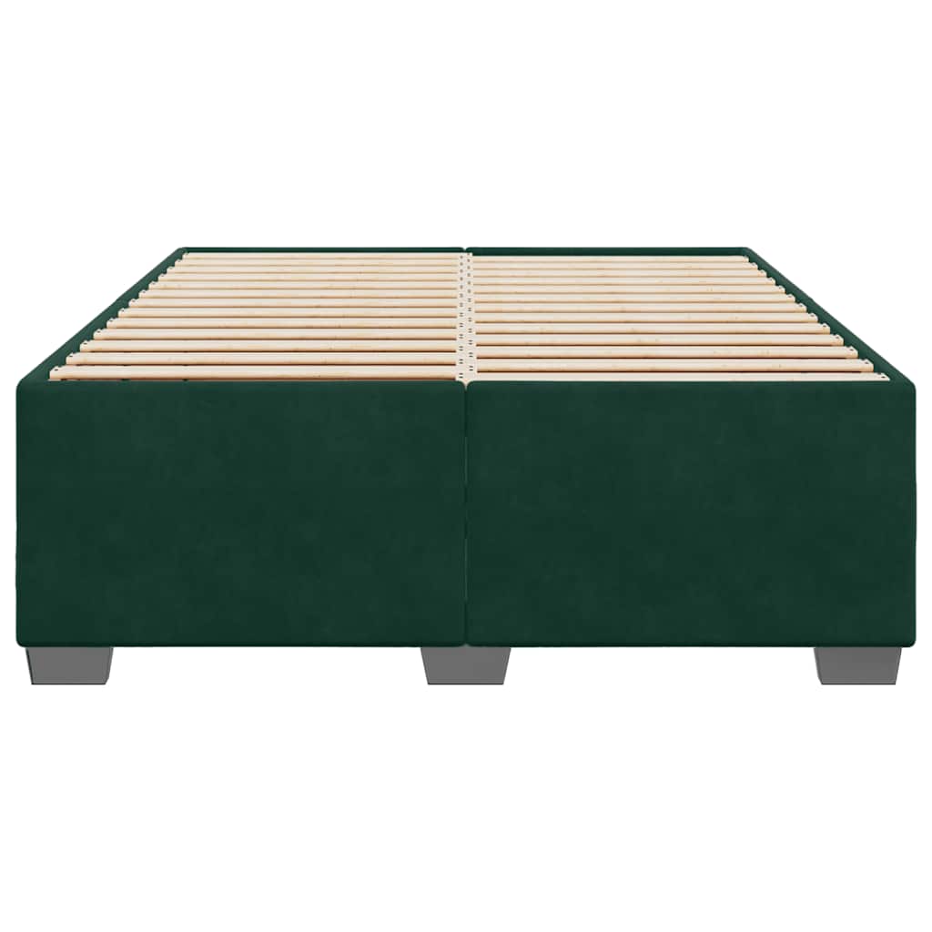 Sengeramme uden madras Mørkegrøn 140x190 cm Fløjl