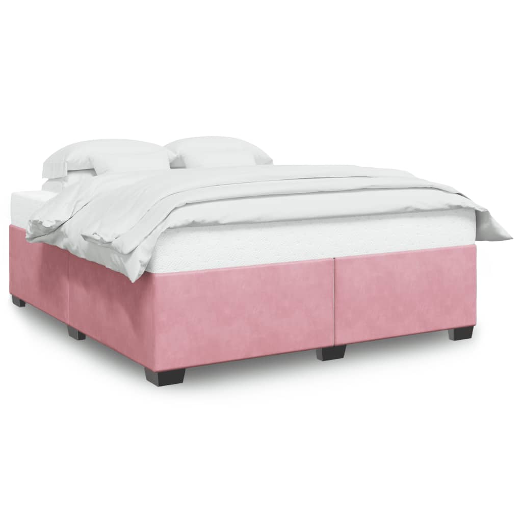 sengeramme 200x200 cm fløjl pink