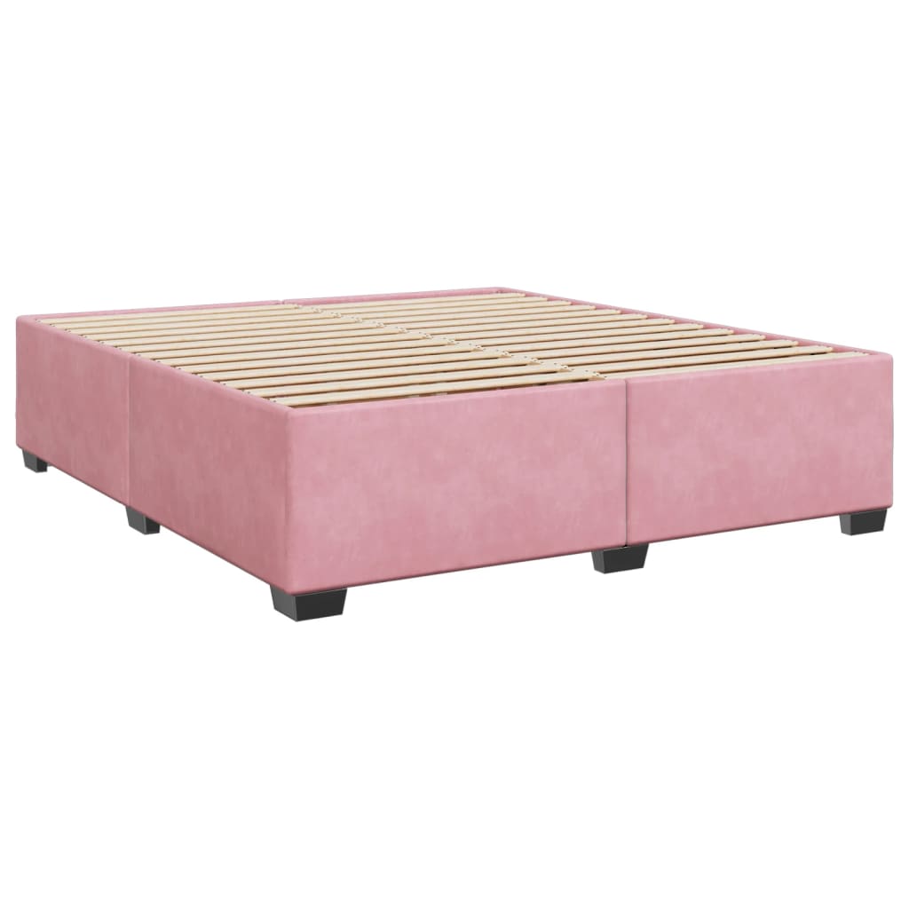 sengeramme 200x200 cm fløjl pink
