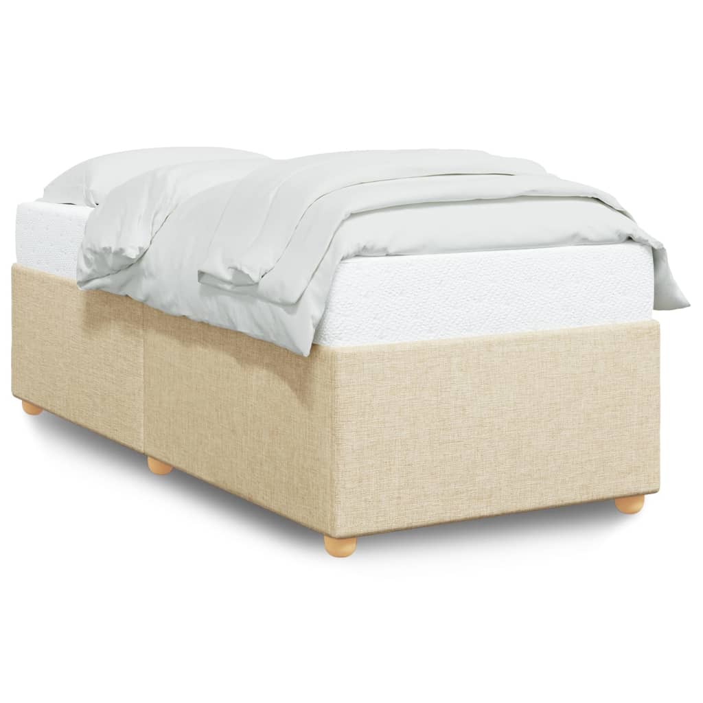 sengeramme uden madras 90x190 cm stof cremefarvet