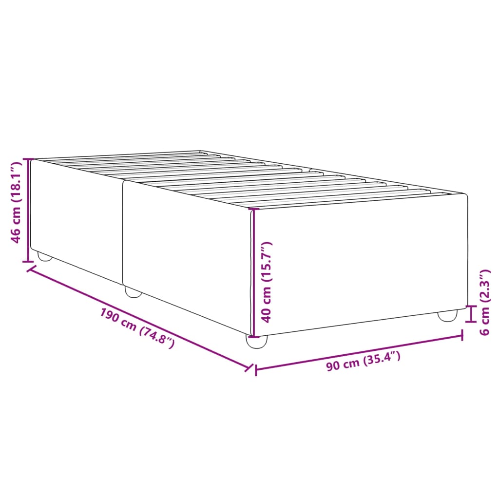 sengeramme uden madras 90x190 cm stof cremefarvet