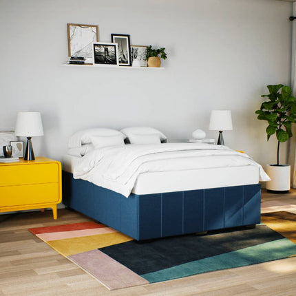sengeramme uden madras 140x190 cm stof blå