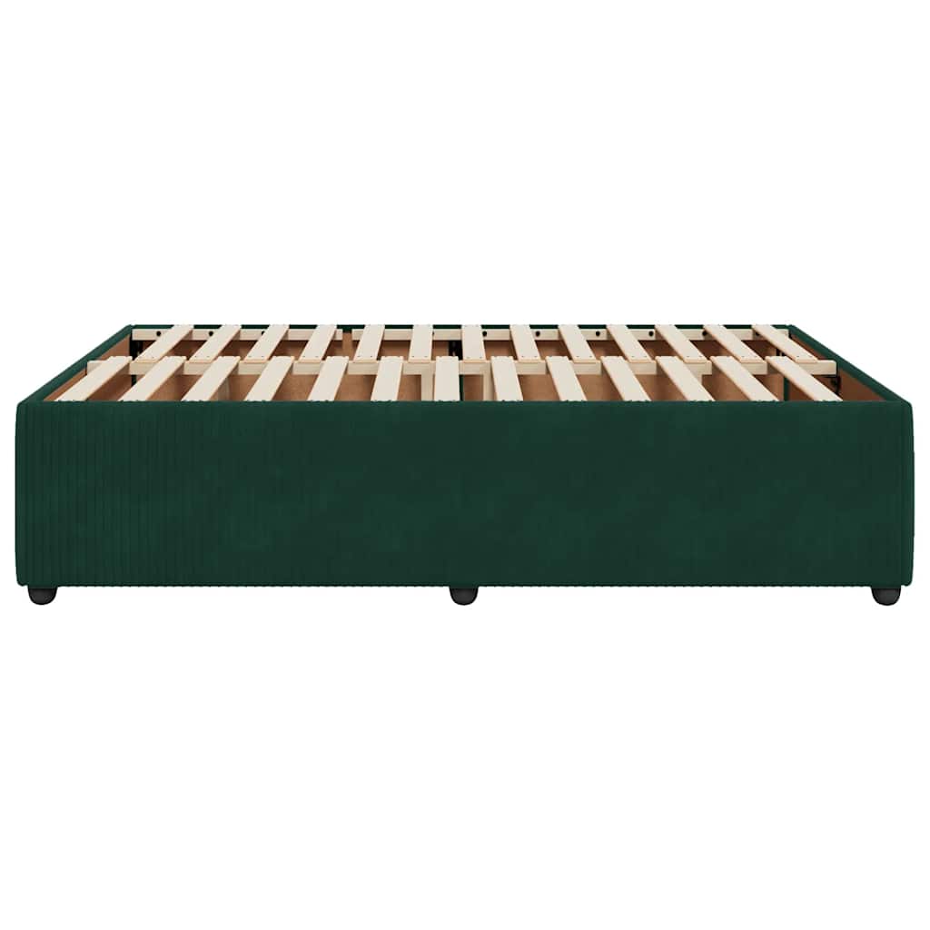 Sengeramme uden madras Mørkegrøn 140x190 cm Fløjl