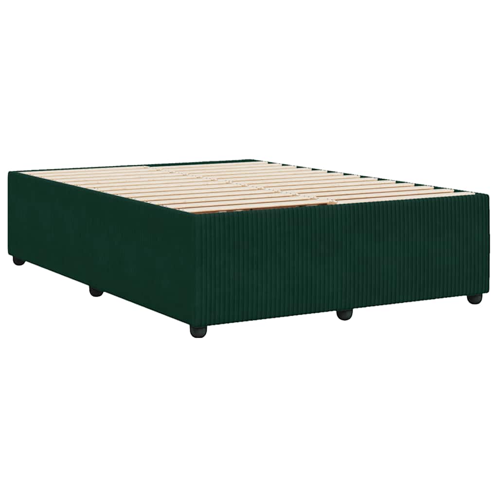 Sengeramme uden madras Mørkegrøn 140x190 cm Fløjl