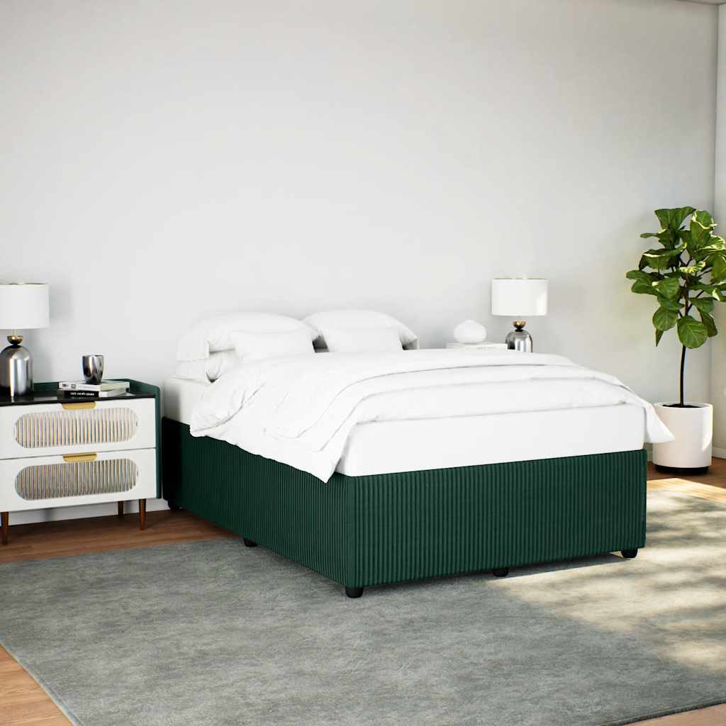 Sengeramme uden madras Mørkegrøn 140x190 cm Fløjl