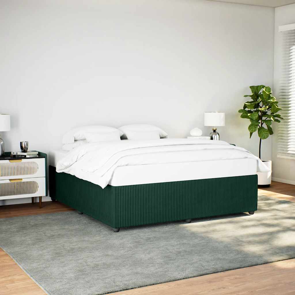 Sengeramme uden madras Mørkegrøn 180x200 cm Fløjl