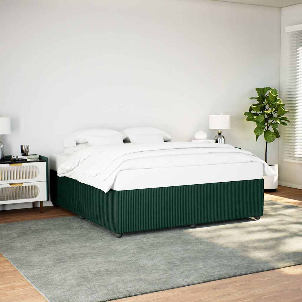 Sengeramme uden madras Mørkegrøn 200x200 cm Fløjl