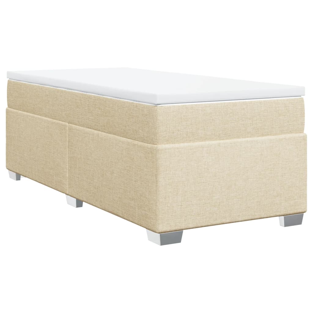 kontinentalseng med madras 90x190 cm stof cremefarvet