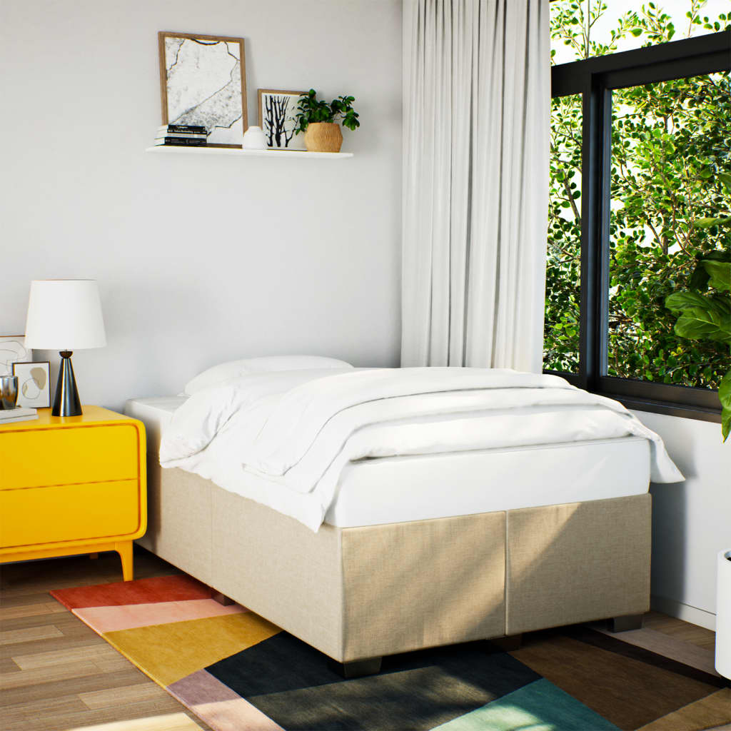 kontinentalseng med madras 120x190 cm stof cremefarvet