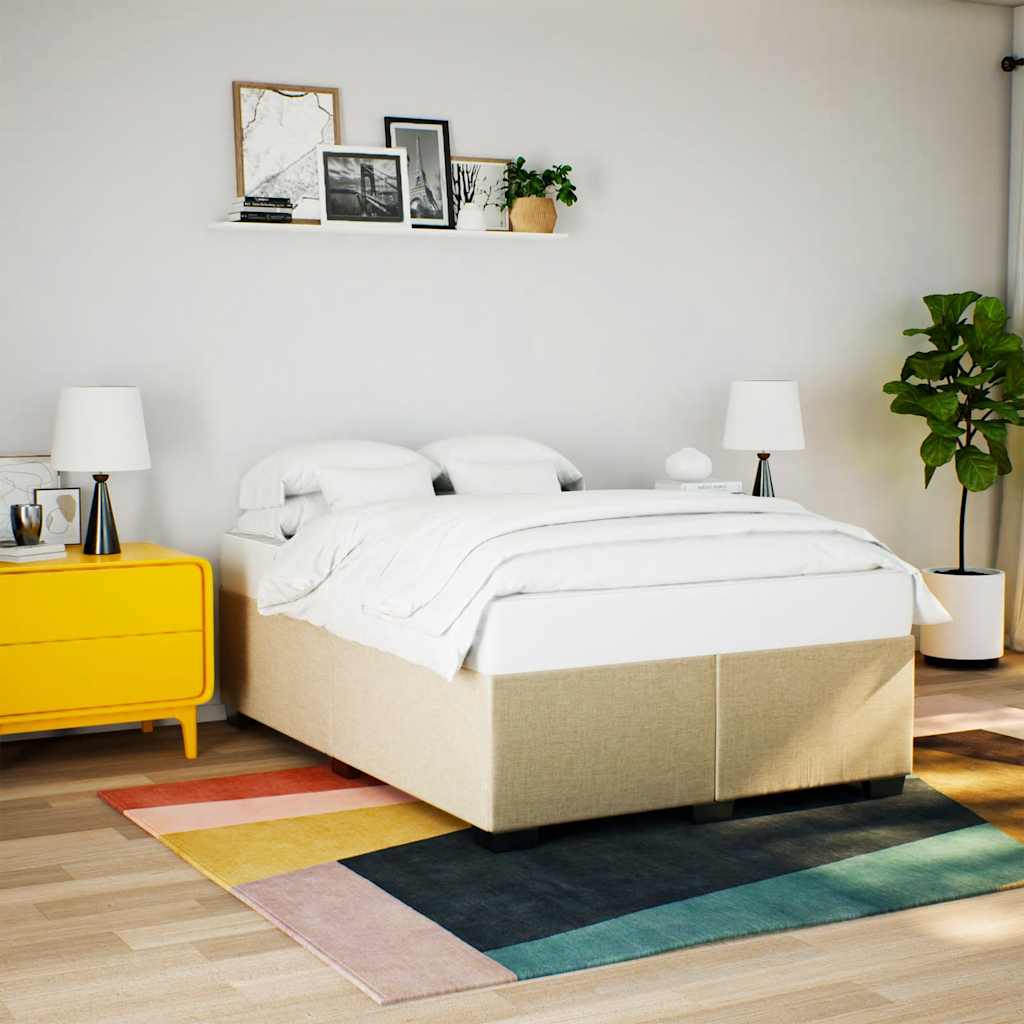kontinentalseng med madras 140x190 cm stof cremefarvet