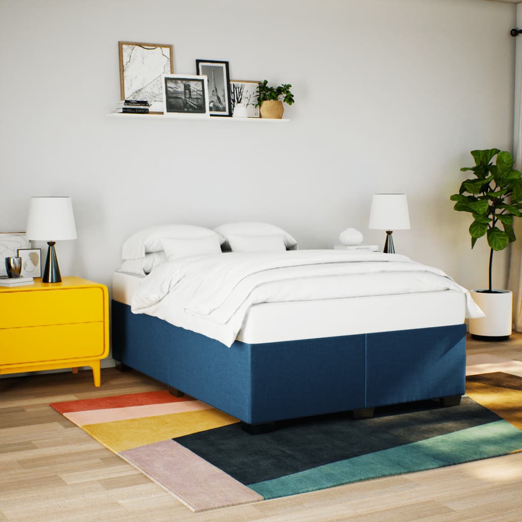 kontinentalseng med madras 140x200 cm stof blå